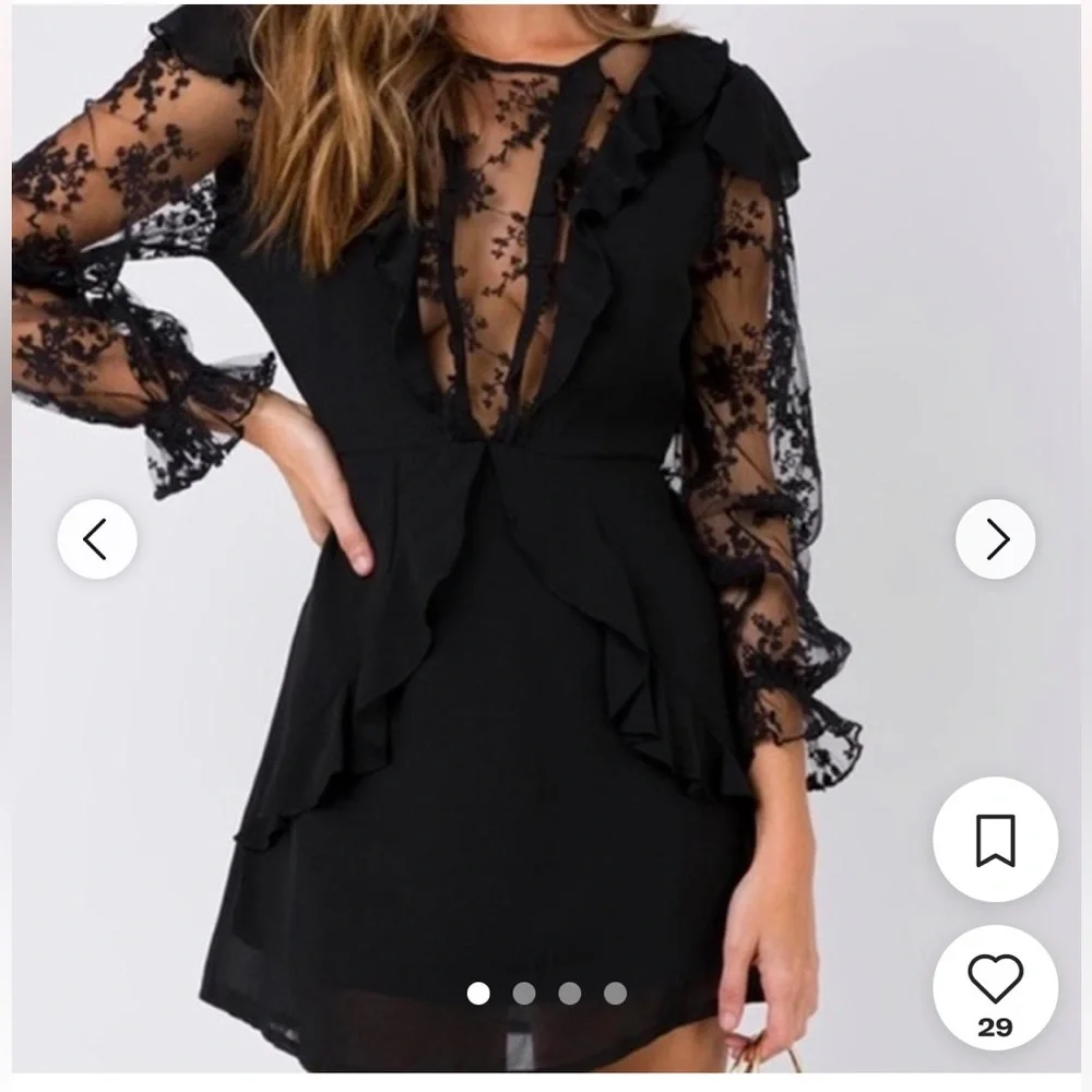 Princess Polly Dress Black Floral Lace Mini Sorcerer Design